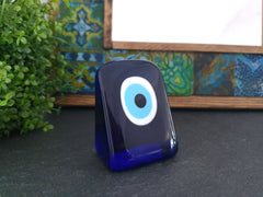 Blue Evil Eye Triangle Ornament, Handmade Turkish Artisan Nazar, Evil Eye Gift, Amulet Talisman