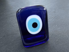 Blue Evil Eye Triangle Ornament, Handmade Turkish Artisan Nazar, Evil Eye Gift, Amulet Talisman