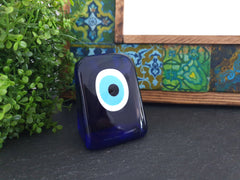 Blue Evil Eye Triangle Ornament, Handmade Turkish Artisan Nazar, Evil Eye Gift, Amulet Talisman