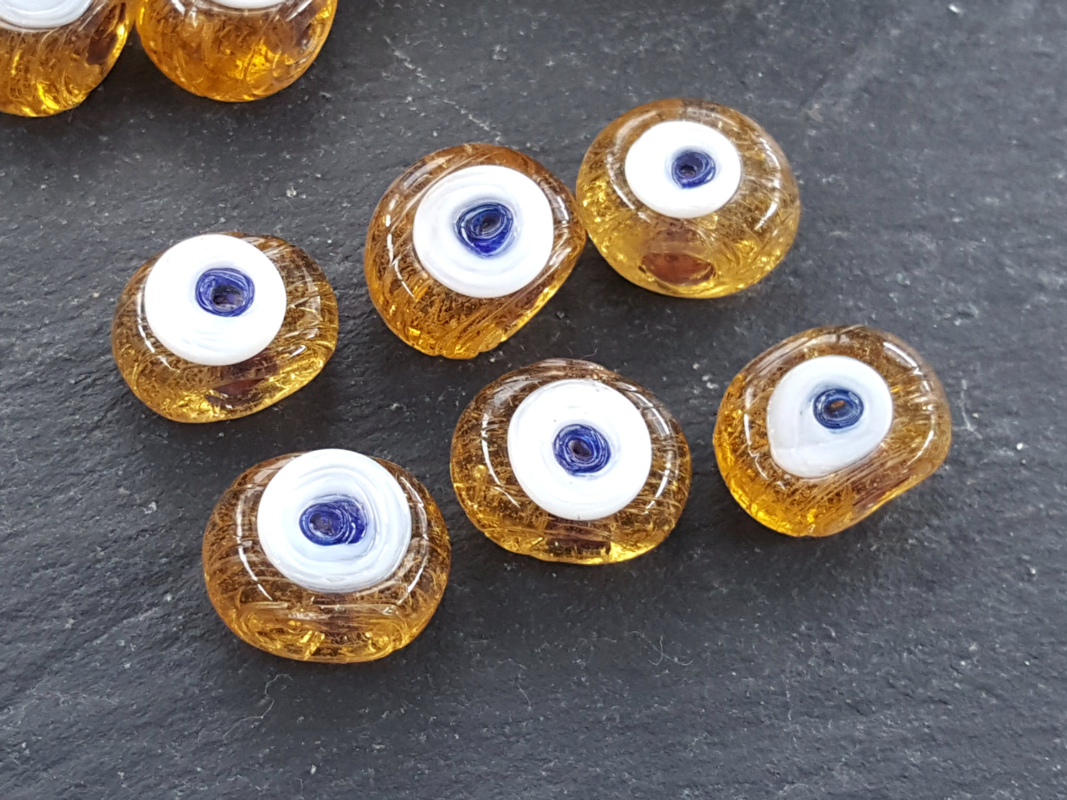 6 Caramel Honey Yellow Evil Eye Nazar Glass Bead Traditional Turkish Handmade Protective Lucky Amulet 16 mm - VALUE PACK Turkish Glass Beads 6 Caramel Honey Yellow Evil Eye Nazar Glass Bead Traditional Turkish Handmade Protective Lucky Amulet 16 mm - VALUE PACK Turkish Glass Beads