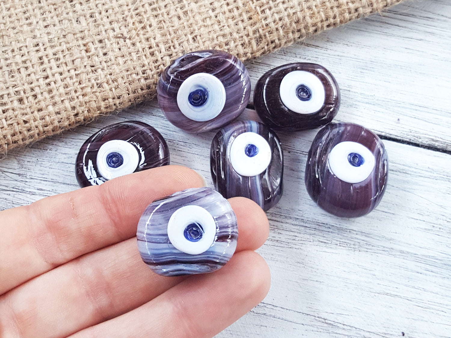 6 Mauve Purple Marble Evil Eye Nazar Glass Bead Traditional Turkish Handmade Protective Lucky Amulet 26 mm VALUE PACK - Turkish Glass Beads 6 Mauve Purple Marble Evil Eye Nazar Glass Bead Traditional Turkish Handmade Protective Lucky Amulet 26 mm VALUE PACK - Turkish Glass Beads