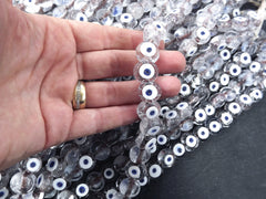 6 Clear Evil Eye Nazar Glass Bead Traditional Turkish Handmade Protective Lucky Amulet 16 mm - VALUE PACK - Turkish Glass Beads