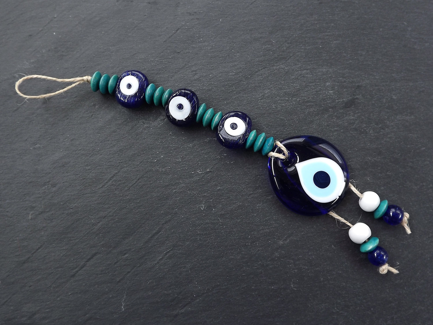 Evil Eye Wall Hanging, Teal, Navy Blue, Turkish Evil Eye, Lucky, Protective, Wall Hanging, Home Decor, Garden Decoration, Artisan Evil Eye Wall Hanging, Teal, Navy Blue, Turkish Evil Eye, Lucky, Protective, Wall Hanging, Home Decor, Garden Decoration, Artisan
