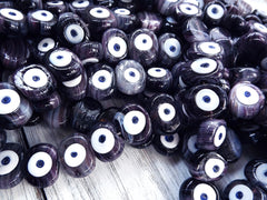 6 Mauve Purple Marble Evil Eye Nazar Glass Bead Traditional Turkish Handmade Protective Lucky Amulet 26 mm VALUE PACK - Turkish Glass Beads