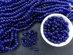 BULK - 50 Navy Blue Rustic Glass Bead - Traditional Turkish Artisan Handmade - 8mm - Turkish Glass Beads