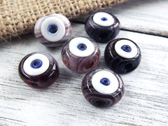 6 Mauve Purple Marble Evil Eye Nazar Glass Bead - Traditional Turkish Handmade Protective Lucky Amulet 16 mm VALUE PACK Turkish Glass Beads