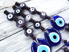 Marble Mauve Purple Turkish Evil Eye Wall Hanging Home Garden Decoration with Evileye Traditional Artisan Beads - No:53