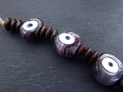 Marble Mauve Purple Turkish Evil Eye Wall Hanging Home Garden Decoration with Evileye Traditional Artisan Beads - No:53