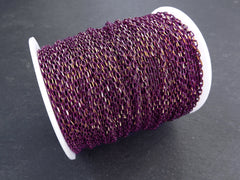 3 x 2mm Grape Purple Gold Diamond Cut Cable Chain, Oval Link Chain, 2 Meters