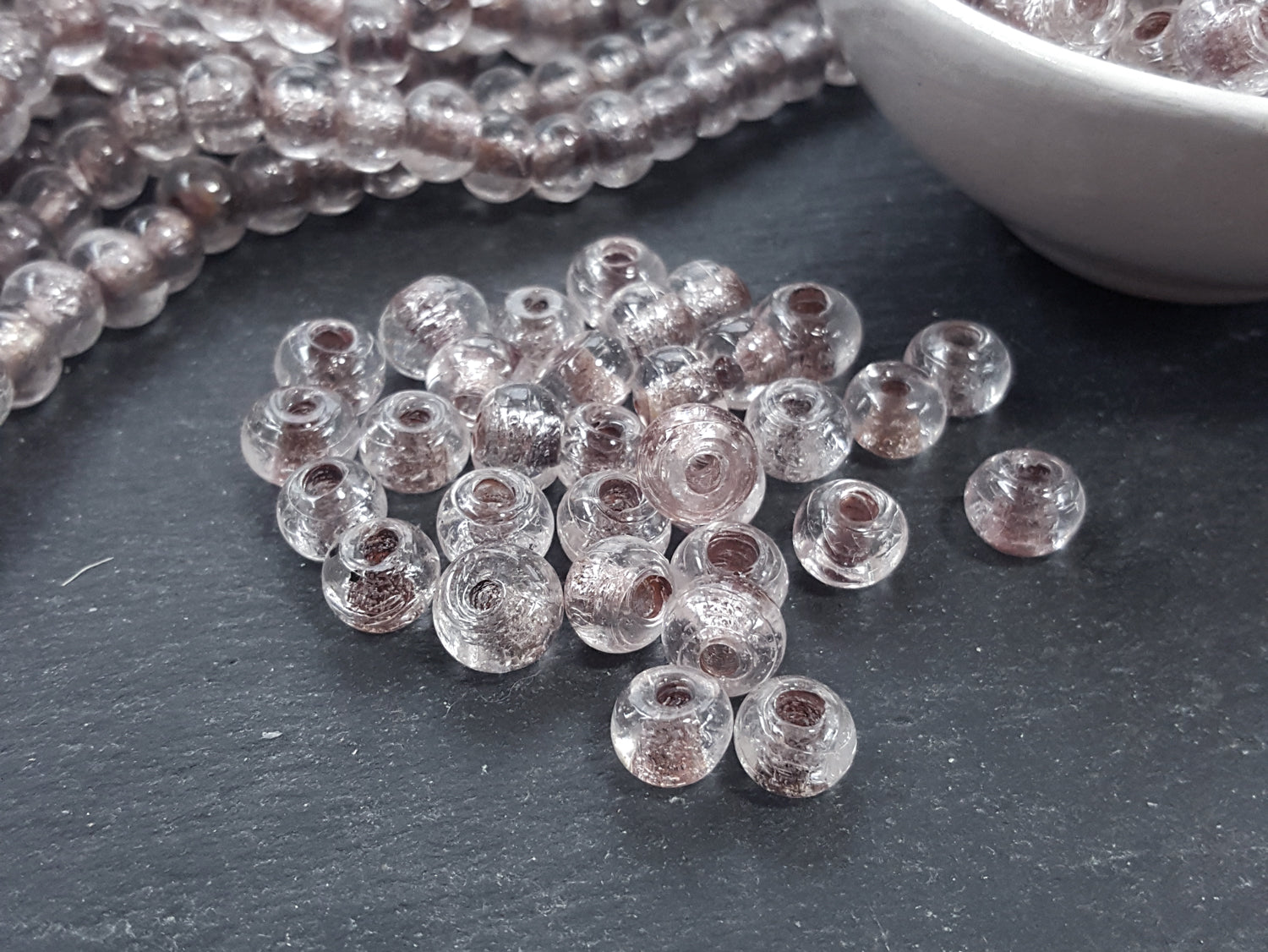 BULK - 50 Clear Rustic Glass Bead - Traditional Turkish Artisan Handmade - 8mm - Turkish Glass Beads BULK - 50 Clear Rustic Glass Bead - Traditional Turkish Artisan Handmade - 8mm - Turkish Glass Beads