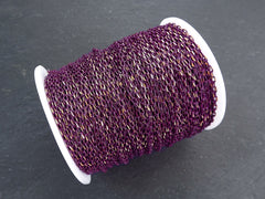 3 x 2mm Grape Purple Gold Diamond Cut Cable Chain, Oval Link Chain, 2 Meters