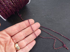 3 x 2mm Grape Purple Gold Diamond Cut Cable Chain, Oval Link Chain, 2 Meters