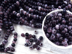 BULK - 50 Mauve Purple Marble Rustic Glass Bead - Traditional Turkish Artisan Handmade - 8mm - Turkish Glass Beads