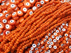 6 Orange Tone Shades Evil Eye Nazar Glass Bead Traditional Turkish Handmade Protective Lucky Amulet 26 mm VALUE PACK - Turkish Glass Beads