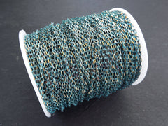 3 x 2mm Teal Blue Gold Diamond Cut Cable Chain, Oval Link Chain, 2 Meters