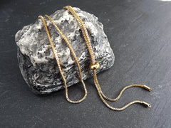 Gold Chain Adjustable Slider Necklace Blank, Box Chain Sliding Clasp, Gold Necklace, 1pc