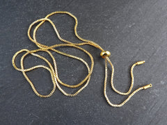 Gold Chain Adjustable Slider Necklace Blank, Box Chain Sliding Clasp, Gold Necklace, 1pc