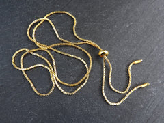 Gold Chain Adjustable Slider Necklace Blank, Box Chain Sliding Clasp, Gold Necklace, 1pc