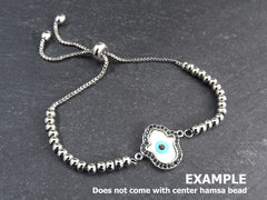 Adjustable Slider Bracelet Blank, Silver Beaded Box Chain Sliding Clasp Bracelet, Chain Connector, Jump Rings on Both Sides For Charm, 1pc