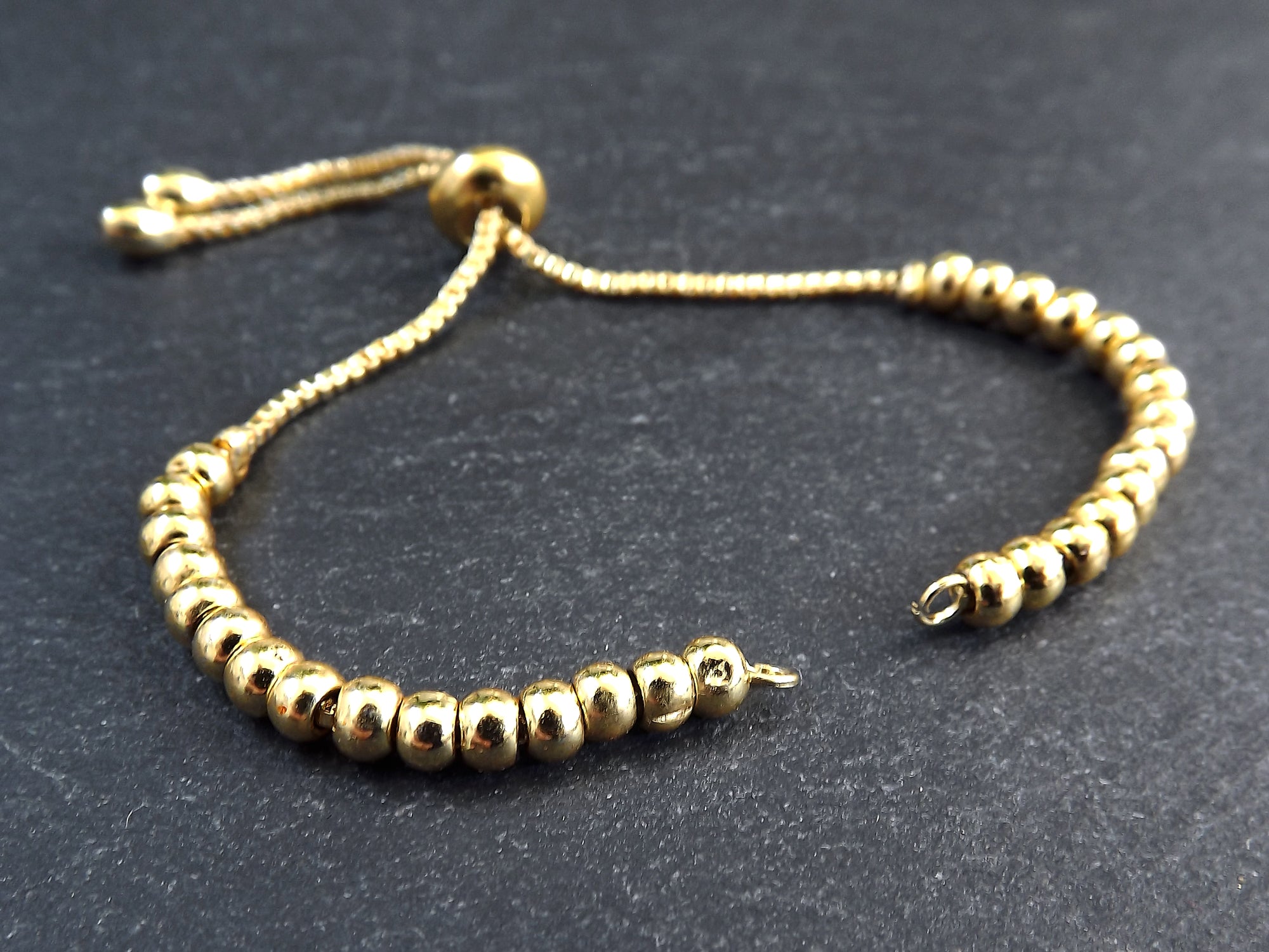 Adjustable Slider Bracelet Blank, Gold Beaded Box Chain Sliding Clasp Bracelet, Chain Connector, Jump Rings on Both Sides For Charm, 1pc Adjustable Slider Bracelet Blank, Gold Beaded Box Chain Sliding Clasp Bracelet, Chain Connector, Jump Rings on Both Sides For Charm, 1pc