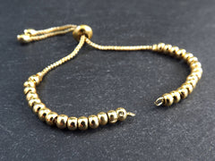 Adjustable Slider Bracelet Blank, Gold Beaded Box Chain Sliding Clasp Bracelet, Chain Connector, Jump Rings on Both Sides For Charm, 1pc
