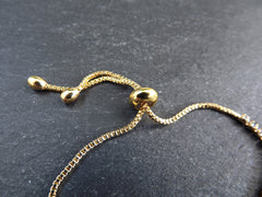 Adjustable Slider Bracelet Blank, Gold Rhinestone Box Chain Sliding Clasp Bracelet, Chain Connector, Jump Rings on Both Sides For Charm, 1pc