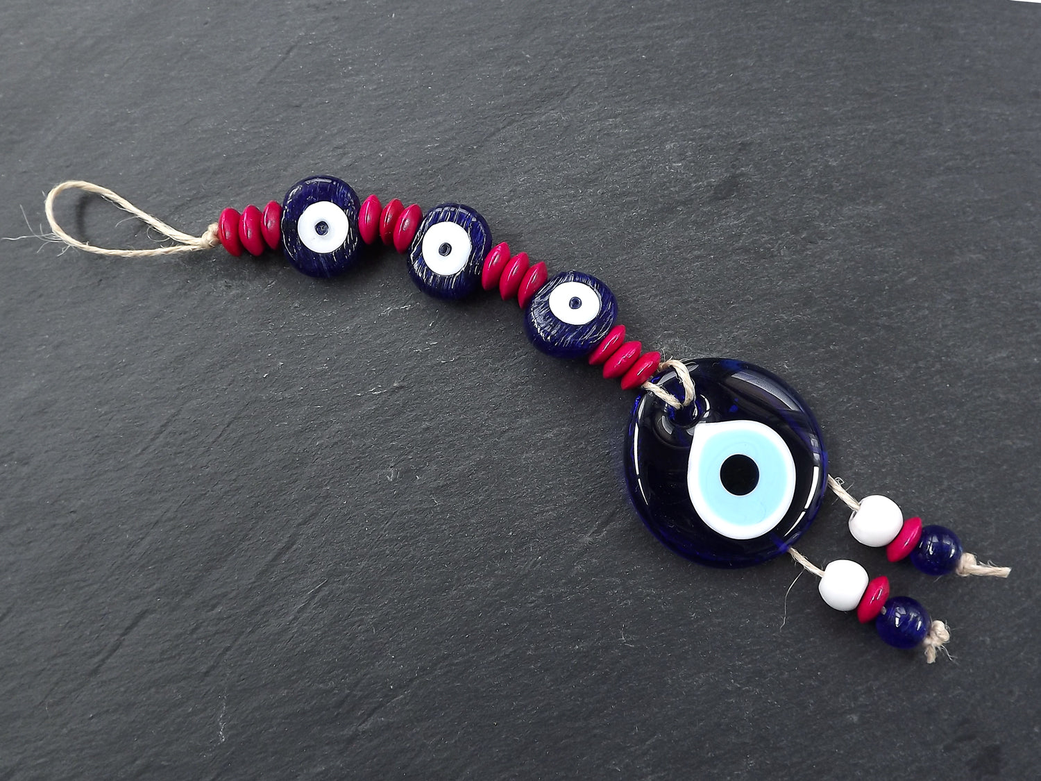 Evil Eye Wall Hanging, Hot Pink, Navy Blue, Turkish Evil Eye, Lucky, Protective, Wall Hanging, Home Decor, Garden Decoration, Artisan Evil Eye Wall Hanging, Hot Pink, Navy Blue, Turkish Evil Eye, Lucky, Protective, Wall Hanging, Home Decor, Garden Decoration, Artisan