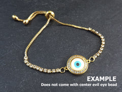 Adjustable Slider Bracelet Blank, Gold Rhinestone Box Chain Sliding Clasp Bracelet, Chain Connector, Jump Rings on Both Sides For Charm, 1pc