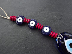 Evil Eye Wall Hanging, Hot Pink, Navy Blue, Turkish Evil Eye, Lucky, Protective, Wall Hanging, Home Decor, Garden Decoration, Artisan