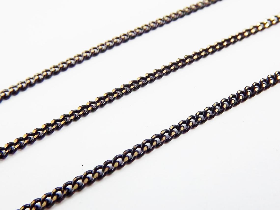 2.5 x 2mm Black Gold Brass Delicate Curb Chain - Black - 1 Meter or 3.3 Feet 2.5 x 2mm Black Gold Brass Delicate Curb Chain - Black - 1 Meter or 3.3 Feet
