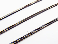 2.5 x 2mm Black Gold Brass Delicate Curb Chain - Black - 1 Meter or 3.3 Feet