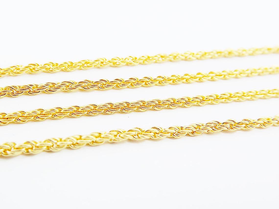 2mm Rope Chain - 22k Matte Gold Plated - 1 Meter or 3.3 Feet 2mm Rope Chain - 22k Matte Gold Plated - 1 Meter or 3.3 Feet