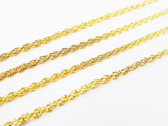 2mm Rope Chain - 22k Matte Gold Plated - 1 Meter or 3.3 Feet