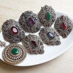 Large Purple Clear Rhinestone Crystal Pendant - Antique Bronze - 1PC - No:3