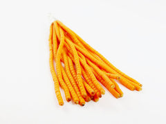 NEW Vibrant Orange Afghan Tibetan Heishi Tube Beaded Tassel - Handmade - Tibetan Style Shiny Silver Plated Cap - 92mm 1PC