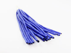 NEW Princess Blue Afghan Tibetan Heishi Tube Beaded Tassel - Handmade - Tibetan Style Shiny Silver Plated Cap -89mm 1PC