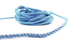 3.5mm Alaskan Blue Twisted Rayon Satin Rope Silk Braid Cord - 3 Ply Twist - 1 meters - 1.09 Yards - No:17