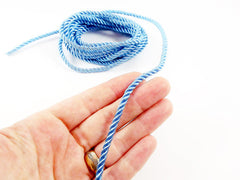 3.5mm Alaskan Blue Twisted Rayon Satin Rope Silk Braid Cord - 3 Ply Twist - 1 meters - 1.09 Yards - No:17