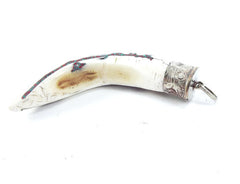 Conch Shell Tusk Tribal Pendant - Nepalese Handmade - Antique Brass