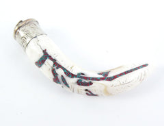 Conch Shell Tusk Tribal Pendant - Nepalese Handmade - Antique Brass