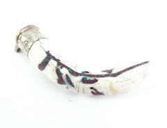 Conch Shell Tusk Tribal Pendant - Nepalese Handmade - Antique Brass