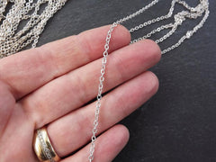 2.5mm Delicate Cable Chain - Matte Silver Plated - 1 Meter or 3.3 Feet