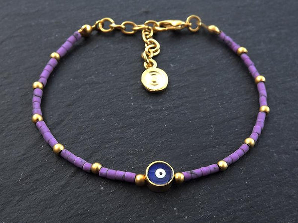 Purple Evil Eye Bracelet, Good Luck Gift, Protect, Lucky, Friendship Bracelet, Turkish Nazar,