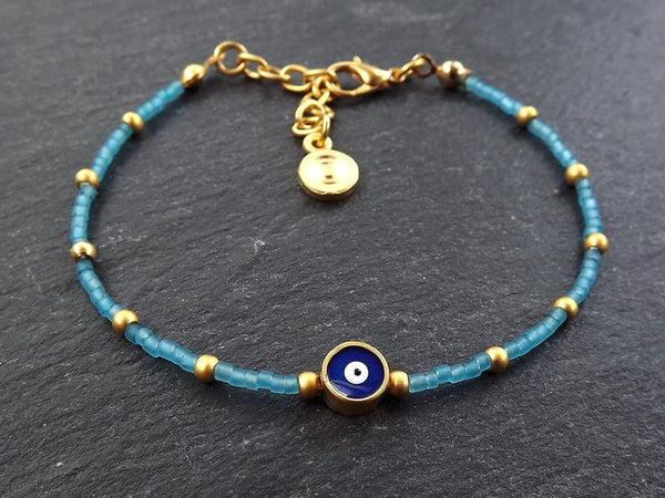 Light Blue Evil Eye Bracelet, Good Luck Gift, Protect, Lucky, Friendship Bracelet, Turkish Eye Nazar