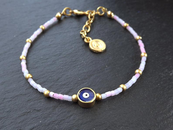 Soft Pink Evil Eye Bracelet, Good Luck Gift, Protect, Lucky, Friendship Bracelet, Turkish Nazar