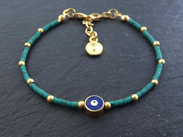 Teal Green Evil Eye Bracelet, Good Luck Gift, Protect, Lucky, Friendship Bracelet, Turkish Nazar