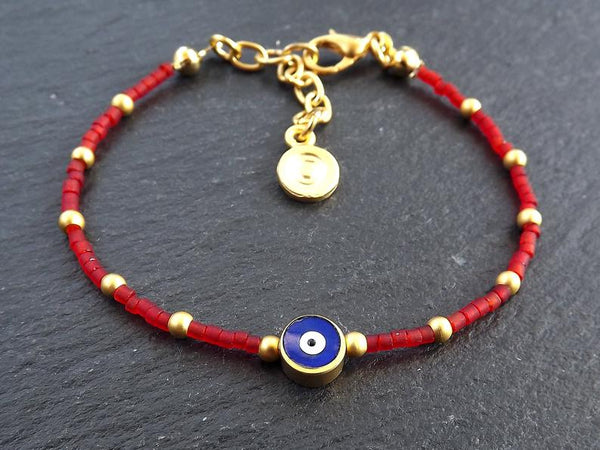Red Evil Eye Bracelet, Good Luck Gift, Protect, Lucky, Friendship Bracelet, Turkish Nazar