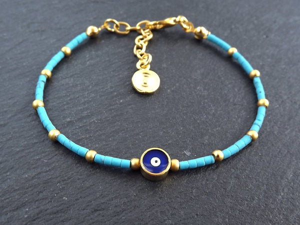 Turquoise Evil Eye Bracelet, Good Luck Gift, Protect, Lucky, Friendship Bracelet, Turkish Nazar