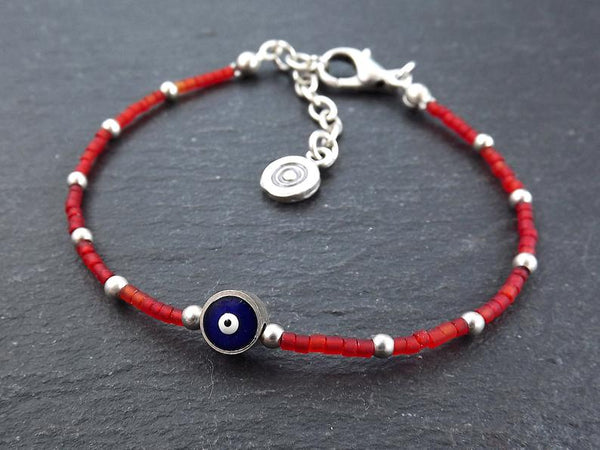 Red Evil Eye Bracelet, Good Luck Gift, Protective Bracelet, Friendship Bracelet, Nazar