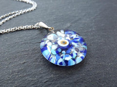 Blue Evil Eye Necklace, Protective Turkish Nazar, Good Luck Gift, Sterling Silver 18'' Chain